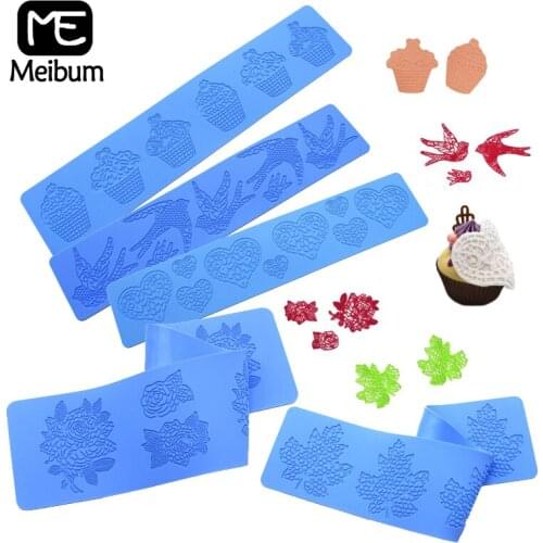 Meibum 6 Types Embossing Lace Mat Sugarcraft Fondant Moulds Silicone Cake Molds Kitchen Pastry Baking Tools Dessert Decoration