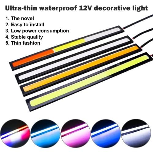 Super Bright 17CM LED COB Fog Bulb Car DRL LED Strip Car Daytime Running Light bar 12V Auto Interior Styling Lamp