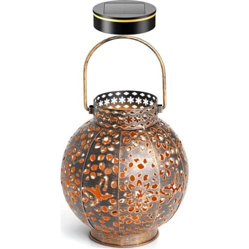 Solar Lanterns Outdoor, Metal Hanging Solar Garden Lights With Vintage Bronze Finish And Warm White LED, Garden Lights