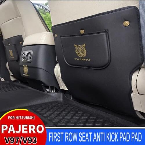For Mitsubishi Pajero V97V93V77V7Car Seat back anti-kick Pad Seat Rear Row Anti Kick PU Leather Protection interior Accessories