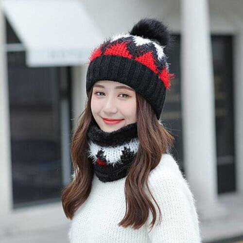 Womens Knitted Hat Scarf Caps Neck Warmer Winter Hats For Men Women Balaclava Skullies Beanies Warm Fleece Cap 6 Colors