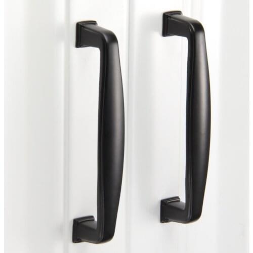 1PC Black Kitchen Door Cupboard Wardrobe Drawer Pull 96/128MM Furniture Handle Cabinet Knob and Handle Furniture Fittings
