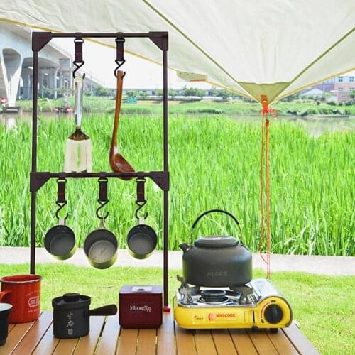 Outdoor Camping Holder Hanging Rack Folding Camping Storage Rack Multi-purpose Picnic Barbecue Tableware Camping Accessories