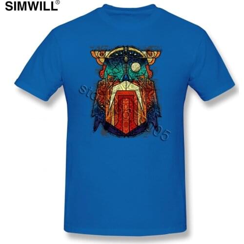 Breathable Geometric Modern Odin T Shirts Men Round Collar Short Sleeved Cotton Tee Shirts vikings art Guy Slim Fit T-Shirts