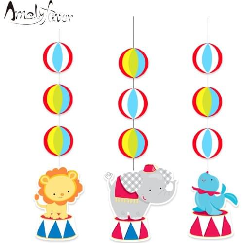 Circus Theme Animals Ceiling Hanging Swirl Decorations Circus Animal Party Supplies DIY Decor Event Party Decorations Supplies
