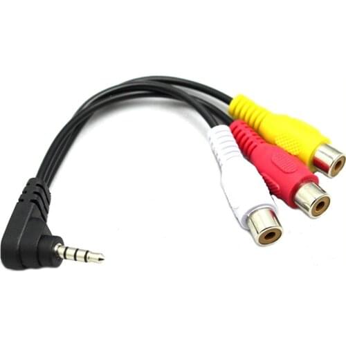 Cable adaptador de Jack RCA, 0.6 pies/20cm, 90 grados, ángulo recto, 3,5mm, 1/8 ", TRRS estéreo, macho a 3 RCA, hembra