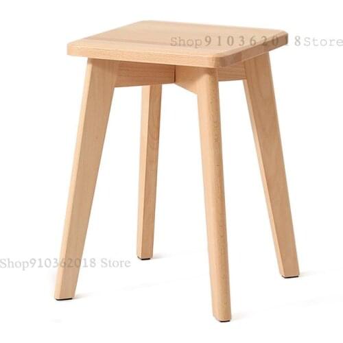 Solid Wood Coffee Table Stool Home Dining Table Stool Creative Square Stool Simple Dressing Stool Modern Living Room Stool Bedro