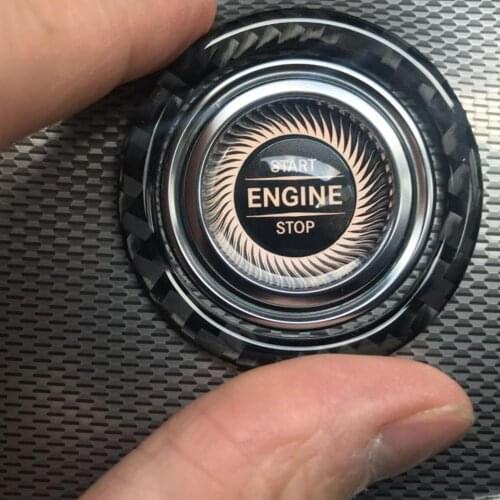 NEW Car Key Start Stop Interior Decoration Circle Cover Car Styling Fit For Mercedes C E Class W205 GLC Carbon Fibre Ring