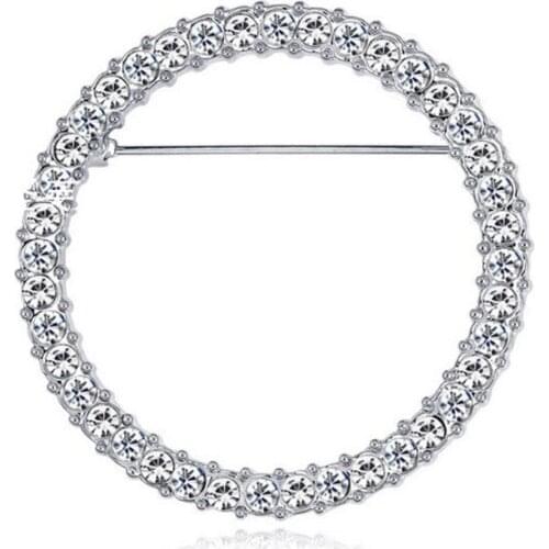 Round Crystals Glasses Holder Brooch Reading Glasses Holder Simple Fashion Design Brooch Pins for Women Fashion Jewelry