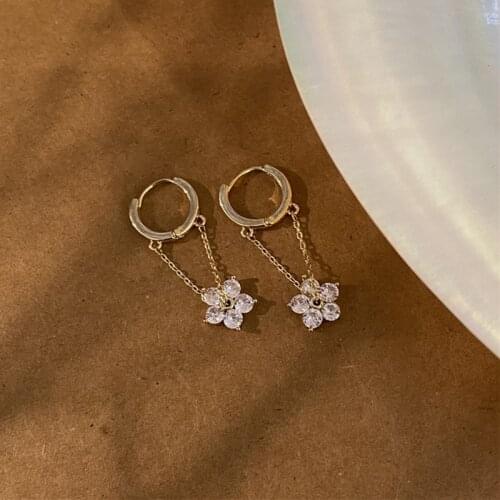 2021 Cute New Sweet Flower Bee Rose Butterfly Copper Earrings Zircon Crystal Earrings Fashion Jewelry For Women Girls Gift