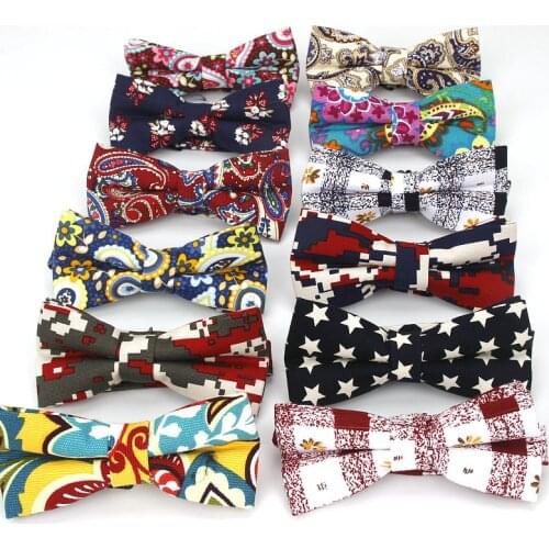 Mens Linen Floral Printed Formal Fashion Bow Tie Man Map Animal Star Geometric Neck Bowtie Bowknot Gravatas Necktie Butterfly