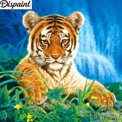 Dispaint Full Square/Round Drill 5D DIY Diamond Painting "Animal tiger" Embroidery Cross Stitch 3D Home Decor A12526