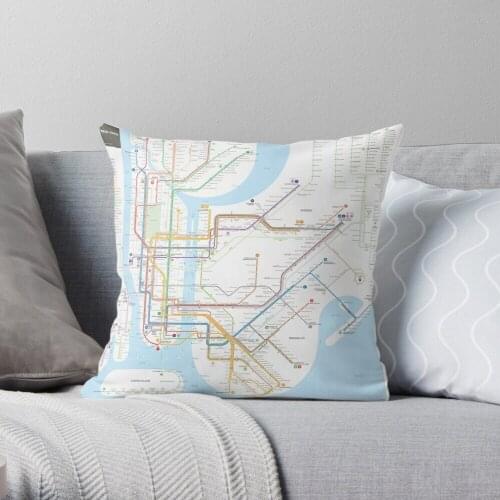New York City subway map Throw Pillow Cushion Cover Polyester throw pillows case on sofa home living room car seat decor 45x45cm