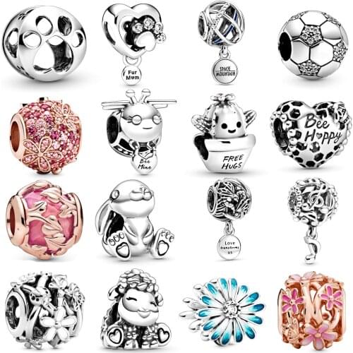 NEW 2020 100% 925 Sterling Silver Spring Collection Paw Print & Heart Charm Fit Diy Women Original Bracelet Fashion Jewelry Gift