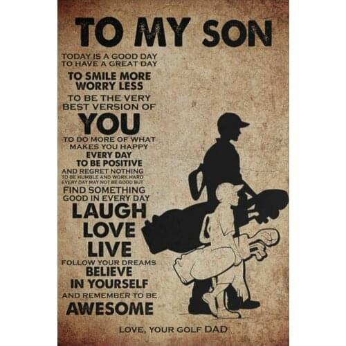 Father And Son Golf Believe In Yourself Motivation Quotes Art Film Print Silk Poster for Your Home Wall Decor 24x36inch