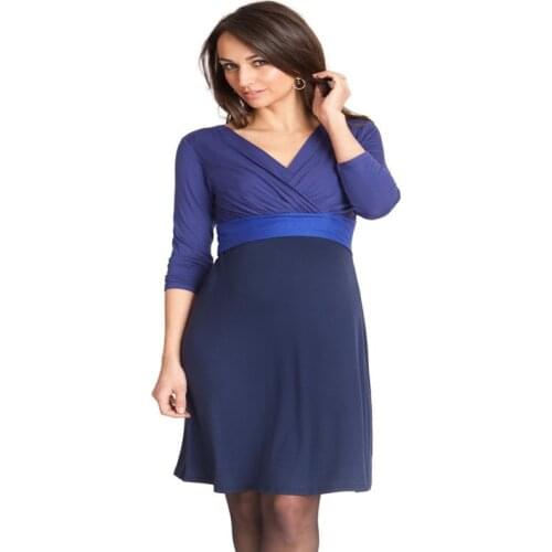 Maternity Women Dress Summer Half Sleeve V-Neck Knee Length Dress New Moms Fashion Western Style Breast-Feeding Clothes Dresses