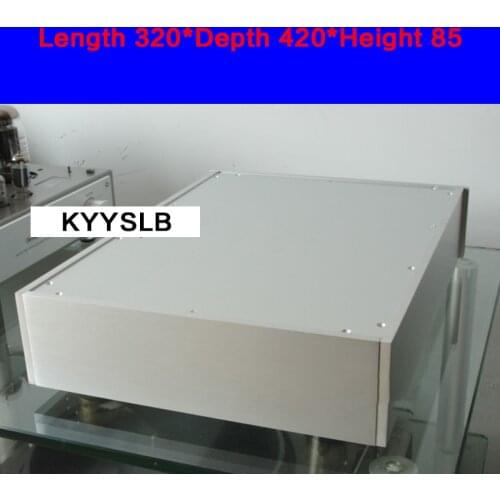 KYYSLB 320*420*85mm All-aluminum Rear Power Amplifier Chassis Box House DIY Enclosure with Feet Screws Amplifier Case Shell