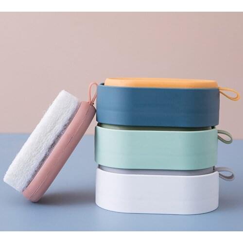 Kitchen Cleaning Brush Multifunctional Suction Cup Portable 2in1 Creative Dish Washing Brush Brush Bathtub Sponges Cleaning Pad