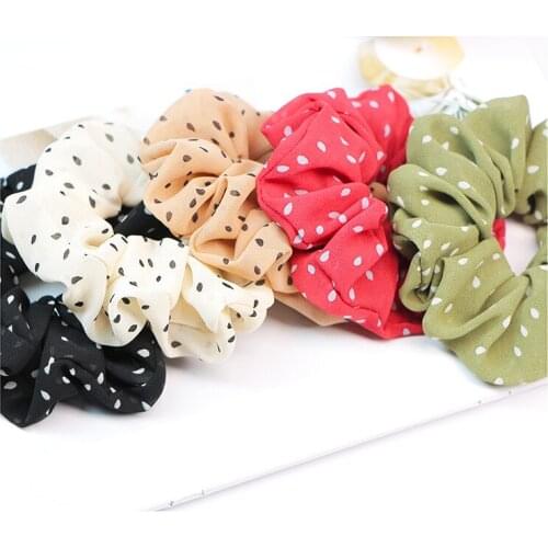 2020 Simple dot chiffon hair ring large intestine ring hair rope fresh joker tie hair rope