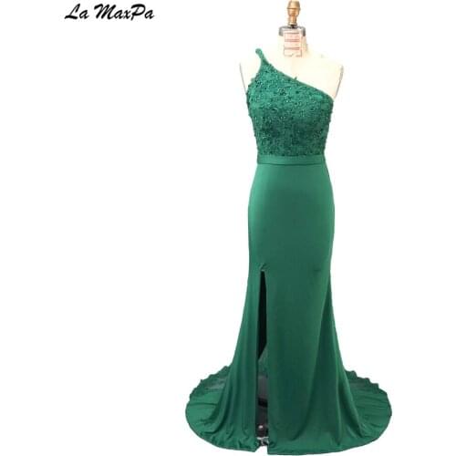 One Shoulder Strap Jersey Mermaid Bridesmaid Dress CMT173