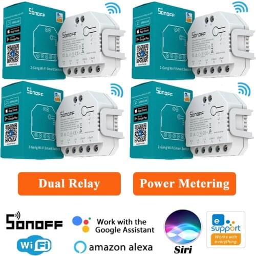 SONOFF DUAL R3 2 Gang DualR3 Relay Module DIY MINI Smart Switch Power Metering Control via eWeLink Alexa Google Smart Home Siri
