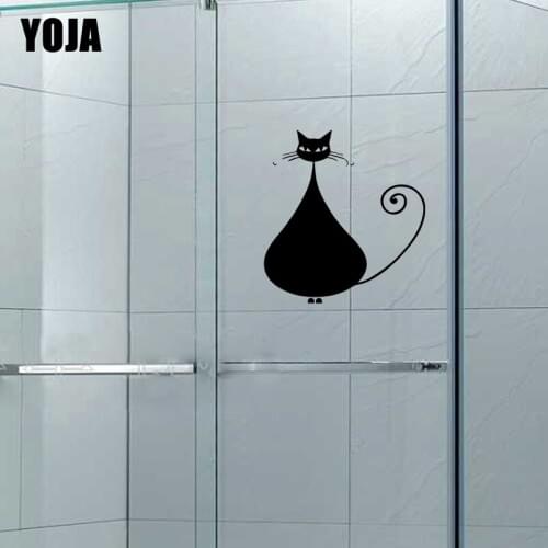 YOJA 24x22.1CM Funny Cat Bathroom Decal Home Wall Sicker Decoration G2-0464