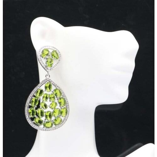 52x27mm Popular Style Silver Earrings For Ladies Created Pink Kunzite Bright Zircon Luxury Daily Wear Wholesale