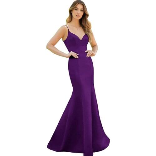 2021 New Summer Ladies Mermaid Slim Sexy Sling Satin Bridesmaid Formal Dress Prom Long Elegant Birthday Party Evening Dress A162
