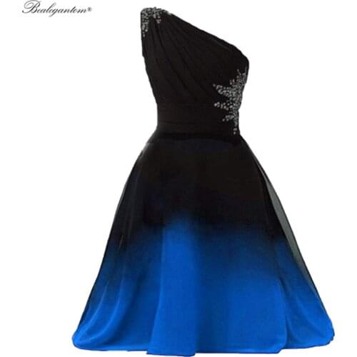 BM 2021 Sexy Short A-Line Gradient Chiffon Prom Dresses Beaded Women Plus Size Ombre Formal Evening Party Gown BM371