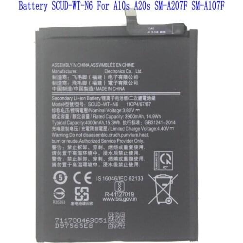 1x 4000mAh Replacement Battery SCUD-WT-N6 For Samsung Galaxy A10s A20s SM-A2070 SM-A107F A207F Batteries
