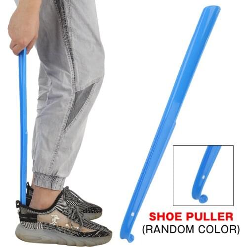 1Pcs 59cm Plastic Portable Long Shoehorn Lifter Remover Convenient Horn Spoon Stick Shoehorns Random Color