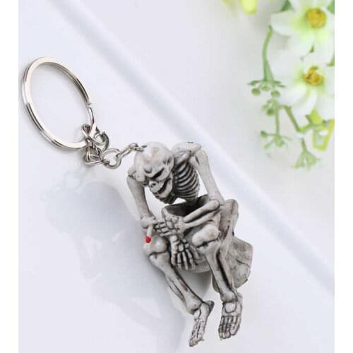 Fashion Unisex Keyfob Chain 1Pc Keychain Accessories Rubber Toilet Key Skull Car Keyring