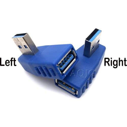 10pcs 90 Degree Left Right Angled USB 3.0 A Male To Female Adapter Connector For Laptop PC Whosale&Dropship