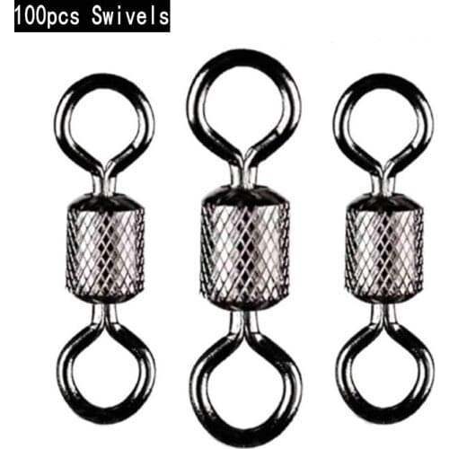 100pcs Bearing Swivel Fishing Connector Stainless steel Ball Bearing Swivel Solid Ring Rolling Swivel Fishing Tools Accessories