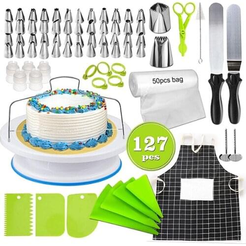 127pcs DIY Cake Decorating Tools Kit Cake Turntable Nozzle Set Pastry Tube Fondant Tool Kitchen Dessert Baking Accessories