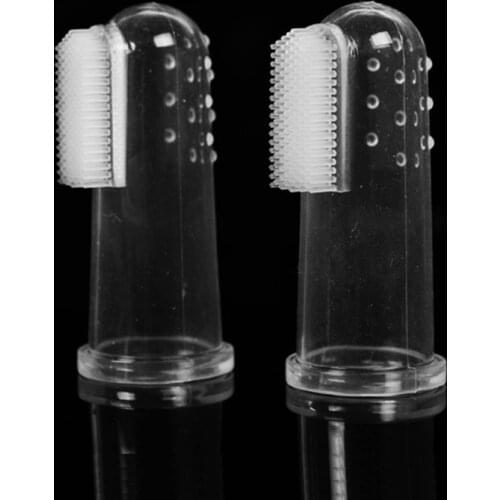 2 Pcs Set Silica Gel FingerToothbrush Cat Dog Oral Cleaning Toothbrush Pet Brushing Supplies