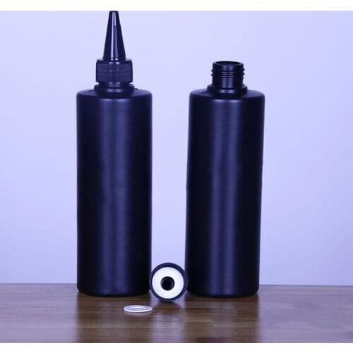 250ml Empty Plastic Soft Bottle , Black HDPE Cylinder Black/White/Transparent Cap Caps, Pointed Round Mouth Top With Twist H3D1