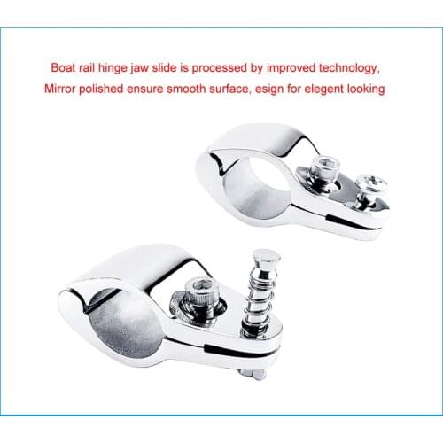 2X Stainless Steel 316 Boat Bimini Top Hinged Jaw Slide Clamp Fitting Marine Hardware Yacht 22 or 25mm Tube Rail Accessories