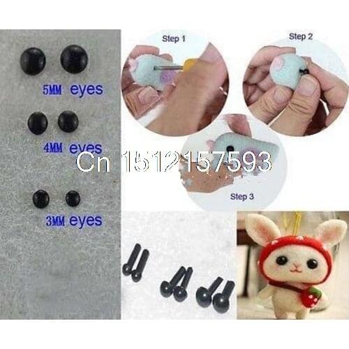 60 Pairs 3mm/4mm/5mm Black Plastic Toy Eyes,Needle Felting/Birds/Teddy Bear Eyes
