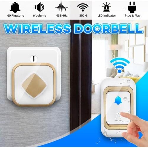 Wireless DoorBell Self Powered No battery Need Waterproof Home Smart Door Bell Ring 1 2 button 1 2 Receiver Night Light