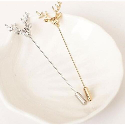 1 Pc Retro Fawn Head Elk Brooch Mens Advanced Suits Elk Shawl Pin Women Lapel Pins Deer Corsage Collar Brooch Jewelry