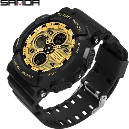 SANDA Luxury Brand Sports Watches Shock Resistant Men LED Watch Military Digital Dual display Wristwatches Relogio Masculino