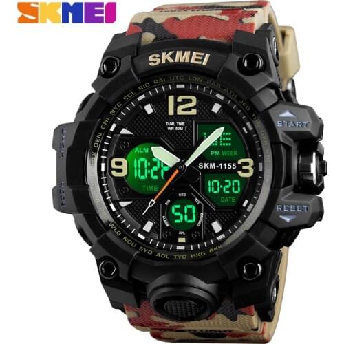 SKMEI 1155B New Fashion Men Sports Watches Men Quartz Analog LED Digital Clock Man Military Waterproof Watch Relogio Masculino