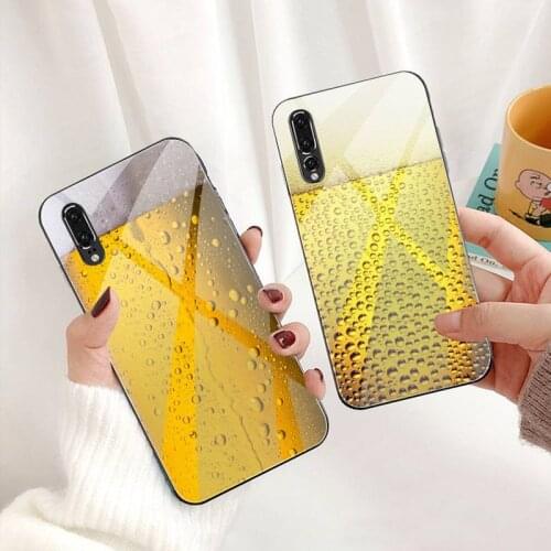 Beers Alcohol Summer Bubble Phone Case Tempered Glass For Huawei P30 P20 P10 lite honor 7A 8X 9 10 mate 20 Pro
