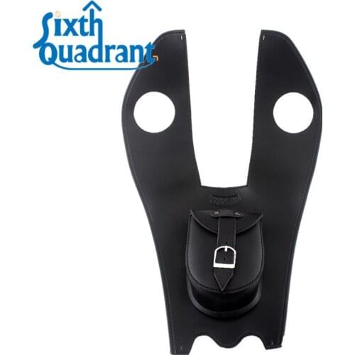 Black Leather Gas Tank Bag Cover Pad with Pouch For Harley Davidson Touring Models