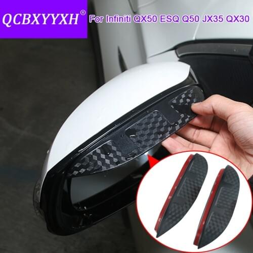 For Infiniti Q50 QX50 QX30 JX35 ESQ Car Styling Carbon Rearview Mirror Decorative Rain Gear Back Mirror Eyebrow Rain Cover