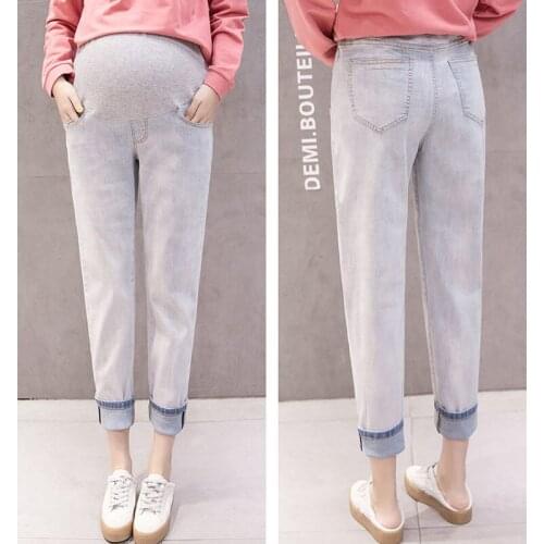 Boyfriend Maternity Jeans For Pregnant Women Denim Pants Loose Trousers Casual High Waist Abdominal Jeans Pregnancy Clothes