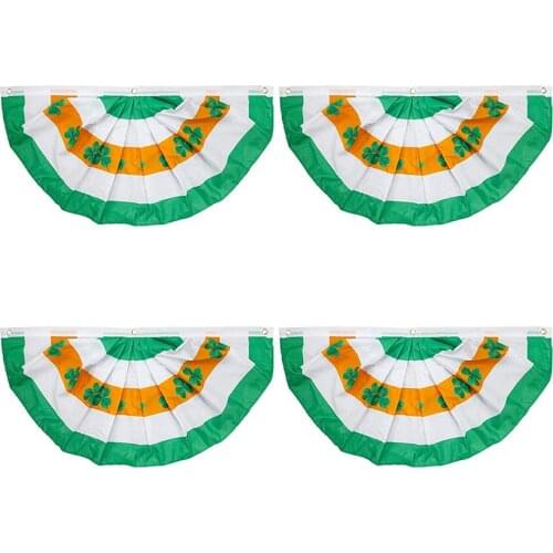 Ireland Flag,St. Patrick Day Pleated Fan Banner Patriotic Bunting Half Decoration Indoor Outdoor Gift Hot Selling