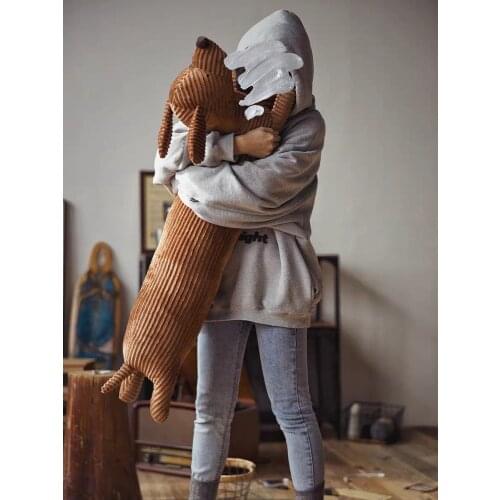 Hot Sale Dachshund Dog UK QRYS Cute Hug Strip Pillow Stuffed Animals Fox Husky Cushion Pillow Back Waist Pillow Birthday Gift