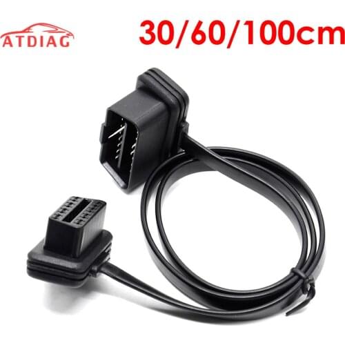 Best 100CM Flat+Thin As Noodle 16 Pin Socket OBD OBDII OBD2 16Pin Male To Female Car Scanner Extension Cable 8Core Connector